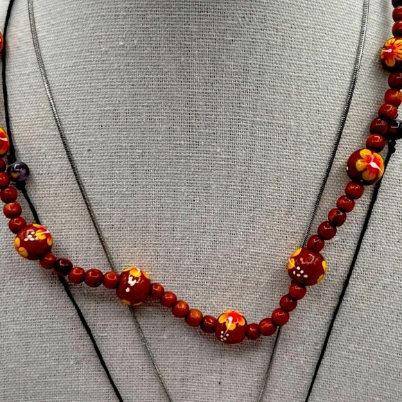 Handmade Beaded Necklace With Yellow Flower Accents - Tropical Hippie Perfection - Picture 3 of 10